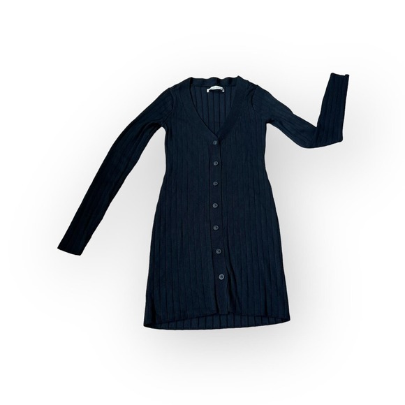 Abercrombie & Fitch Sweaters - Abercrombie & Fitch Women's Teen Black Ribbed Long Stretch Cardigan